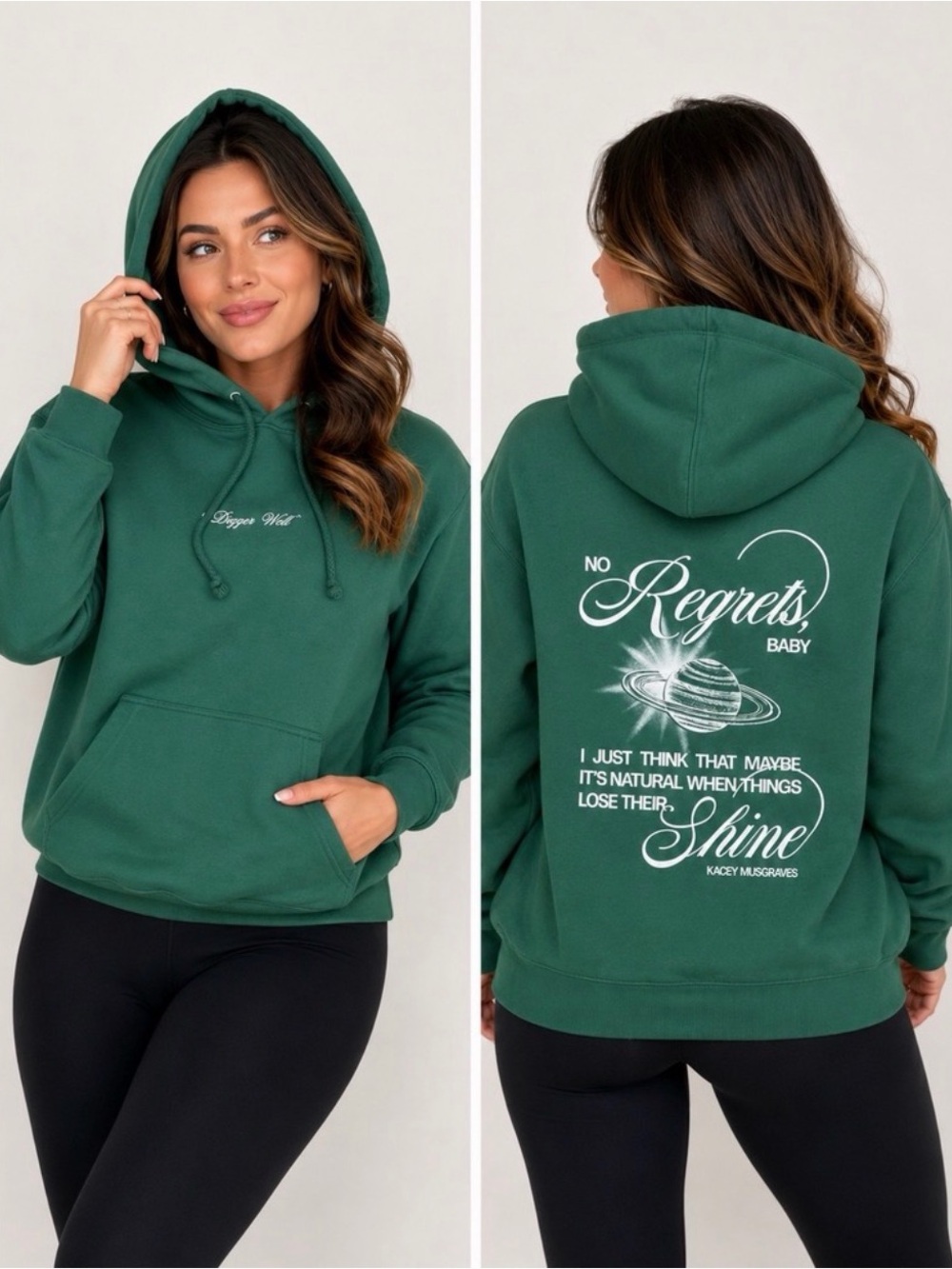 OFFICIAL KACEY MUSGRAVES No Regrets Baby Green Graphic Hoodie Sweatshirt. XL